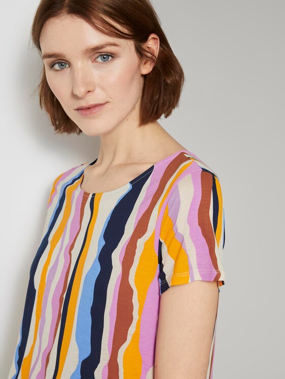 T-shirt with cut-out details - Women - wavy multicolor stripes T-shirt with cut-out details - Women - wavy multicolor stripes - 9 - TOM TAILOR Denim