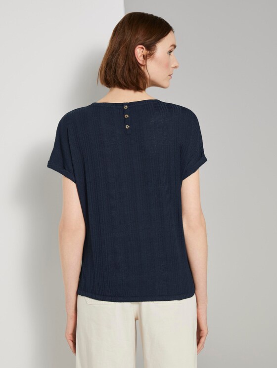 T-Shirt mit elastischem Bund - Frauen - Real Navy Blue T-Shirt mit elastischem Bund - Frauen - Real Navy Blue - 2 - TOM TAILOR Denim