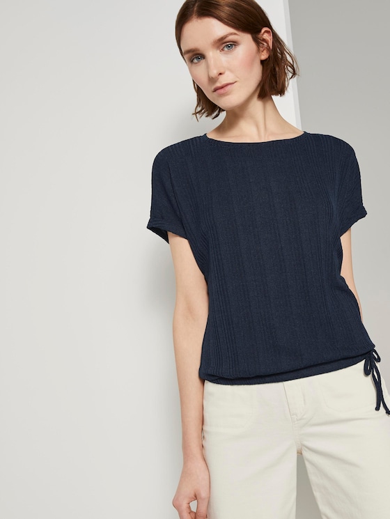 T-Shirt mit elastischem Bund - Frauen - Real Navy Blue T-Shirt mit elastischem Bund - Frauen - Real Navy Blue - 5 - TOM TAILOR Denim