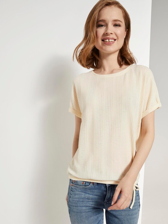 T-Shirt mit elastischem Bund - Frauen - soft creme beige T-Shirt mit elastischem Bund - Frauen - soft creme beige - 5 - TOM TAILOR Denim