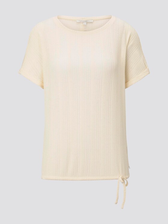 T-Shirt mit elastischem Bund - Frauen - soft creme beige T-Shirt mit elastischem Bund - Frauen - soft creme beige - 7 - TOM TAILOR Denim