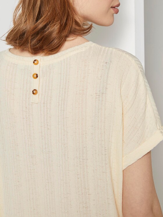 T-Shirt mit elastischem Bund - Frauen - soft creme beige T-Shirt mit elastischem Bund - Frauen - soft creme beige - 9 - TOM TAILOR Denim