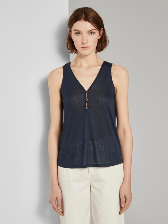 Fließendes Top mit Knöpfen - Frauen - Real Navy Blue Fließendes Top mit Knöpfen - Frauen - Real Navy Blue - 1 - TOM TAILOR Denim