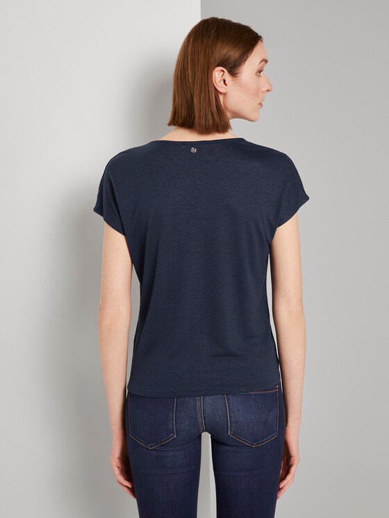 T-Shirt mit Knoten-Detail - Frauen - Real Navy Blue T-Shirt mit Knoten-Detail - Frauen - Real Navy Blue - 2 - TOM TAILOR Denim