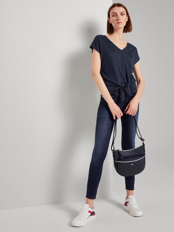 T-Shirt mit Knoten-Detail - Frauen - Real Navy Blue T-Shirt mit Knoten-Detail - Frauen - Real Navy Blue - 3 - TOM TAILOR Denim