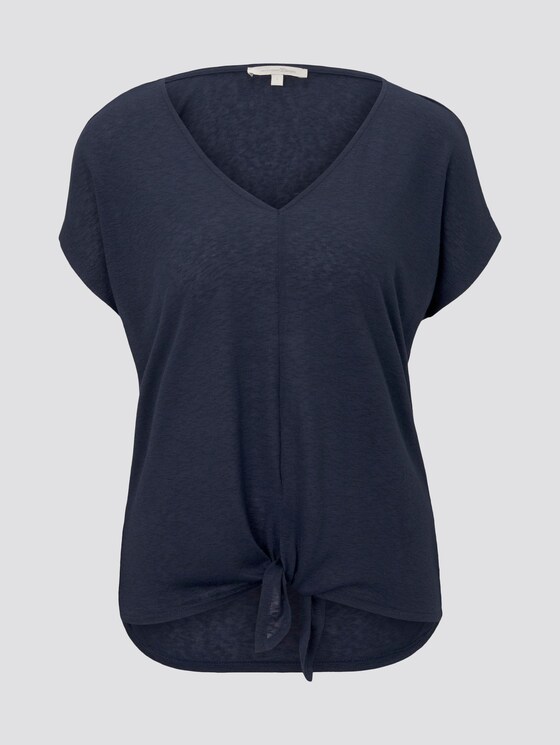 T-Shirt mit Knoten-Detail - Frauen - Real Navy Blue T-Shirt mit Knoten-Detail - Frauen - Real Navy Blue - 7 - TOM TAILOR Denim