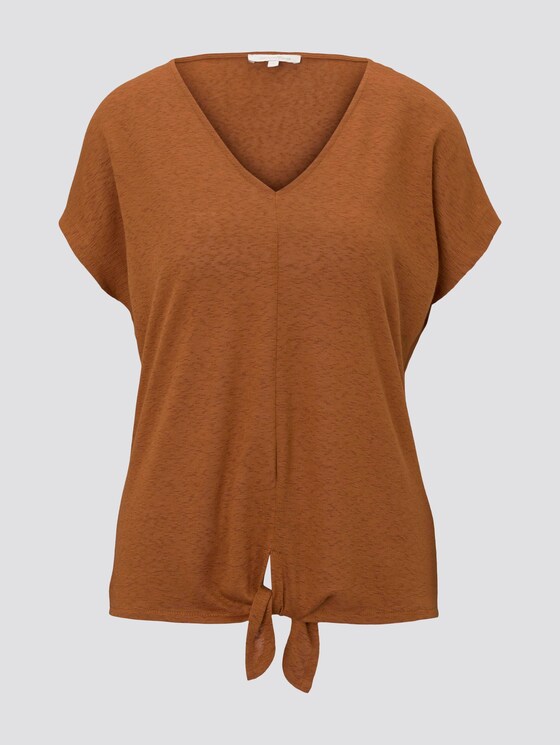 T-Shirt mit Knoten-Detail - Frauen - mango brown T-Shirt mit Knoten-Detail - Frauen - mango brown - 7 - TOM TAILOR Denim