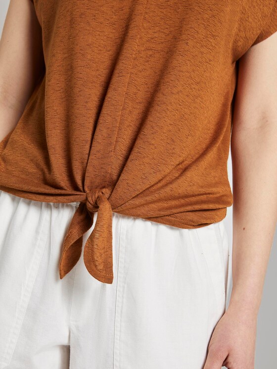 T-Shirt mit Knoten-Detail - Frauen - mango brown T-Shirt mit Knoten-Detail - Frauen - mango brown - 9 - TOM TAILOR Denim