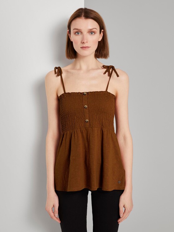 Top mit Raffungen - Frauen - mango brown Top mit Raffungen - Frauen - mango brown - 1 - TOM TAILOR Denim