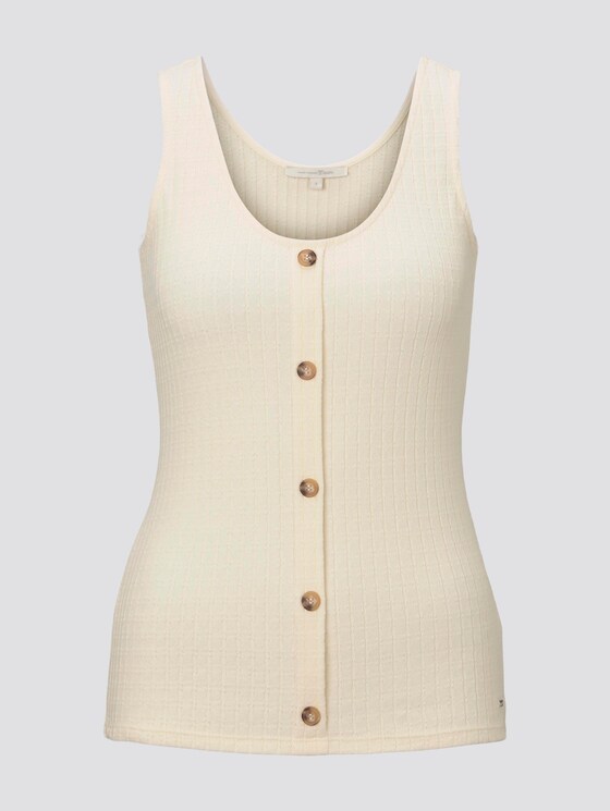 Ribbed top with a button tab - Women - soft creme beige Ribbed top with a button tab - Women - soft creme beige - 7 - TOM TAILOR Denim