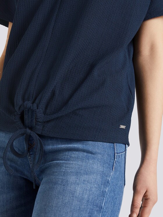 Relaxed T-shirt with bow details - Women - Real Navy Blue Relaxed T-shirt with bow details - Women - Real Navy Blue - 9 - TOM TAILOR Denim