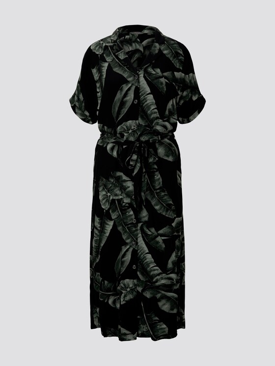 Flowing midi dress with a print - Women - black tropical leaves design Flowing midi dress with a print - Women - black tropical leaves design - 7 - Mine to five
