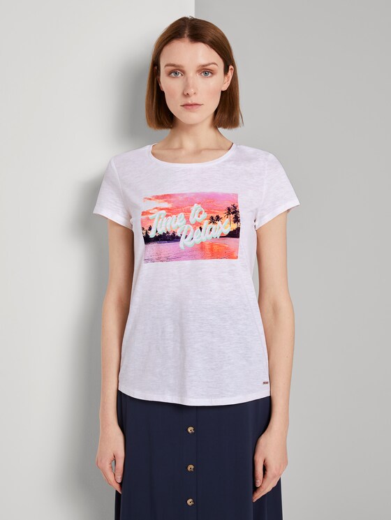 T-Shirt mit platziertem Print - Frauen - Off White T-Shirt mit platziertem Print - Frauen - Off White - 1 - TOM TAILOR Denim