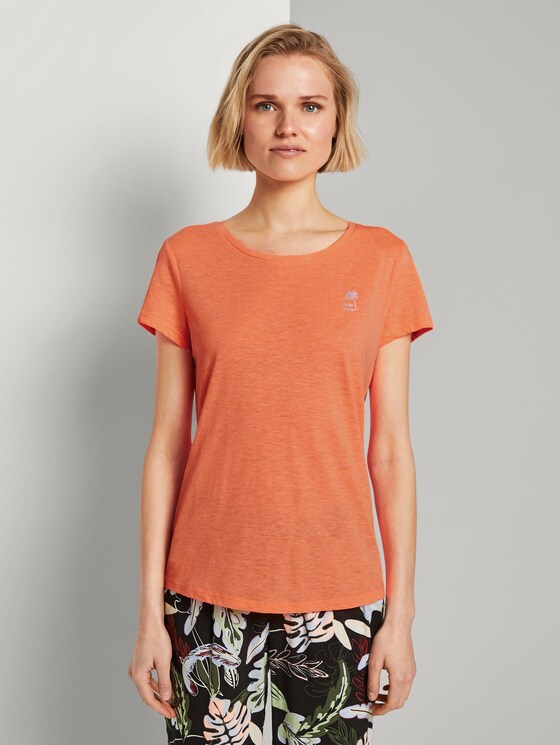 T-Shirt mit platziertem Print - Frauen - dark papaya neon orange T-Shirt mit platziertem Print - Frauen - dark papaya neon orange - 1 - TOM TAILOR Denim