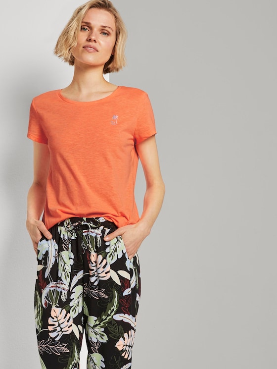 T-Shirt mit platziertem Print - Frauen - dark papaya neon orange T-Shirt mit platziertem Print - Frauen - dark papaya neon orange - 5 - TOM TAILOR Denim