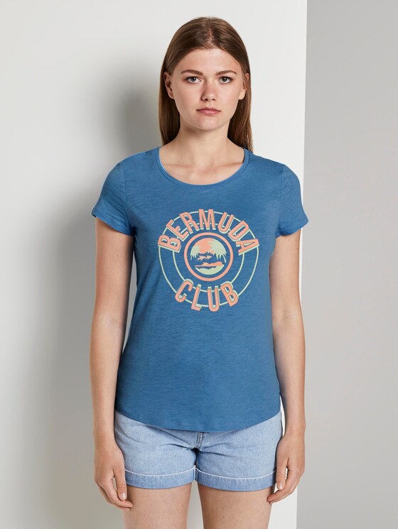 T-Shirt mit platziertem Print - Frauen - fresh mid blue T-Shirt mit platziertem Print - Frauen - fresh mid blue - 1 - TOM TAILOR Denim