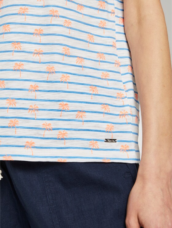 Loose T-shirt with a colourful print - Women - blue white stripe with palms Loose T-shirt with a colourful print - Women - blue white stripe with palms - 10 - TOM TAILOR Denim