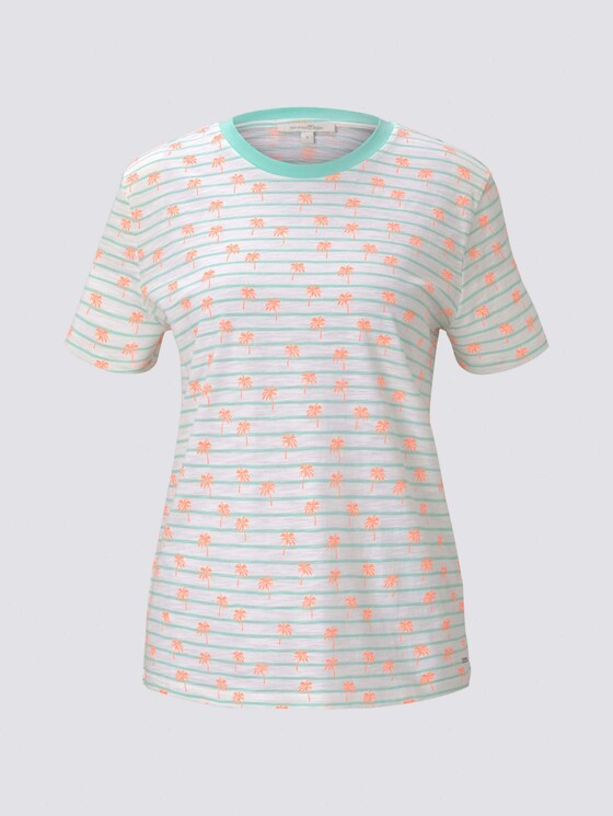 Lockeres T-Shirt mit buntem Print - Frauen - mint white stripe with palms Lockeres T-Shirt mit buntem Print - Frauen - mint white stripe with palms - 7 - TOM TAILOR Denim