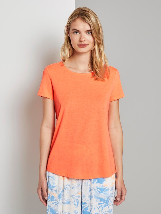 T-Shirt mit Rückendetail - Frauen - dark papaya neon orange T-Shirt mit Rückendetail - Frauen - dark papaya neon orange - 1 - TOM TAILOR Denim