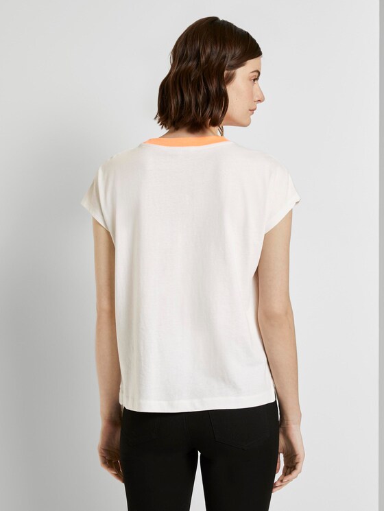 Schlichtes T-Shirt mit Stehkragen - Frauen - Off White Schlichtes T-Shirt mit Stehkragen - Frauen - Off White - 2 - TOM TAILOR Denim