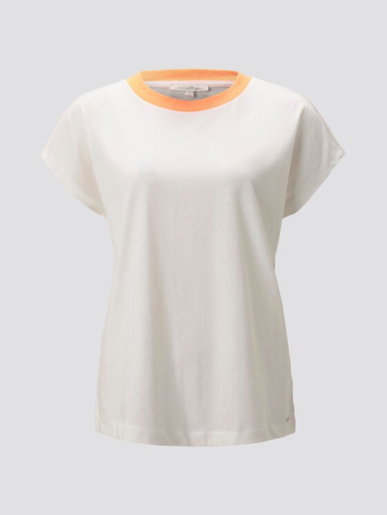 Schlichtes T-Shirt mit Stehkragen - Frauen - Off White Schlichtes T-Shirt mit Stehkragen - Frauen - Off White - 7 - TOM TAILOR Denim