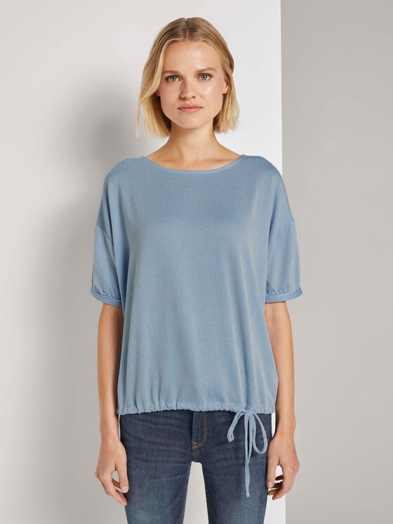 Loose striped shirt with a drawstring - Women - blue white stripe Loose striped shirt with a drawstring - Women - blue white stripe - 1 - TOM TAILOR Denim