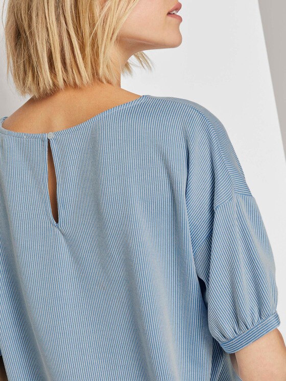 Loose striped shirt with a drawstring - Women - blue white stripe Loose striped shirt with a drawstring - Women - blue white stripe - 9 - TOM TAILOR Denim