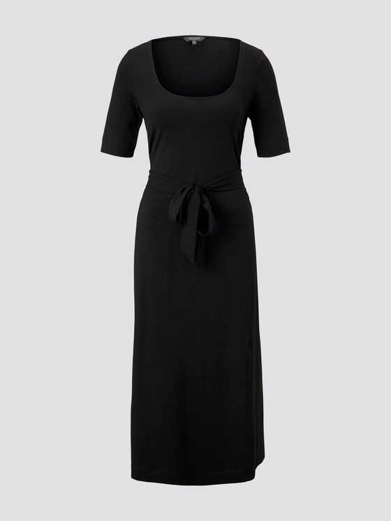 Midi Jurk met Carree-Hals - Vrouwen - Deep Black Midi Jurk met Carree-Hals - Vrouwen - Deep Black - 7 - Mine to five
