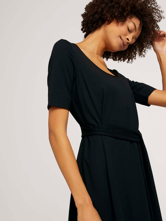 Midi Jurk met Carree-Hals - Vrouwen - Deep Black Midi Jurk met Carree-Hals - Vrouwen - Deep Black - 9 - Mine to five