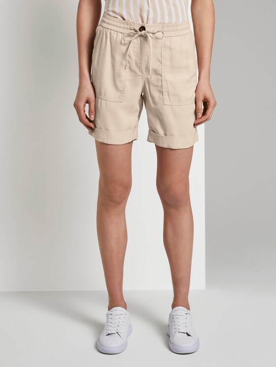 Loose Fit Bermuda Shorts mit elastischem Bund - Frauen - soft vanilla Loose Fit Bermuda Shorts mit elastischem Bund - Frauen - soft vanilla - 1 - TOM TAILOR