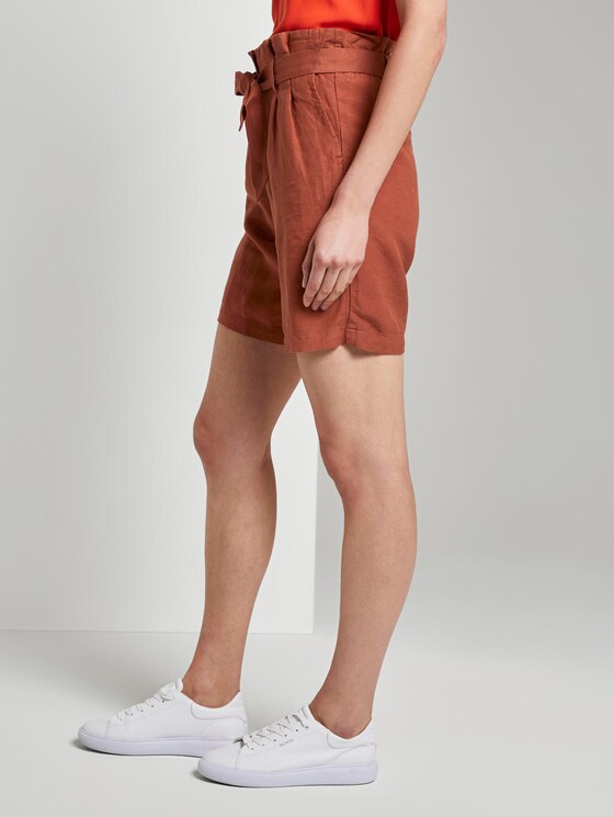 Paperbag-Shorts aus Leinengemisch - Frauen - Goji Orange Paperbag-Shorts aus Leinengemisch - Frauen - Goji Orange - 11 - TOM TAILOR