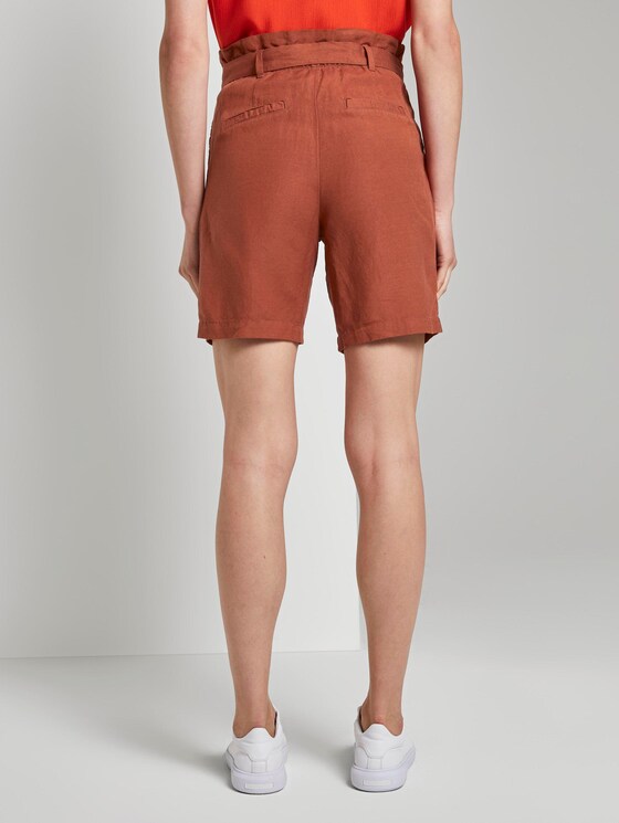 Paperbag-Shorts aus Leinengemisch - Frauen - Goji Orange Paperbag-Shorts aus Leinengemisch - Frauen - Goji Orange - 2 - TOM TAILOR