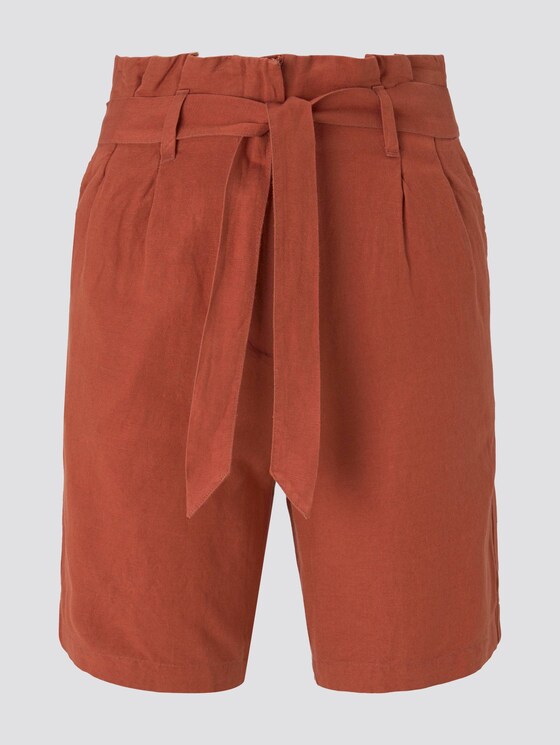 Paperbag-Shorts aus Leinengemisch - Frauen - Goji Orange Paperbag-Shorts aus Leinengemisch - Frauen - Goji Orange - 7 - TOM TAILOR