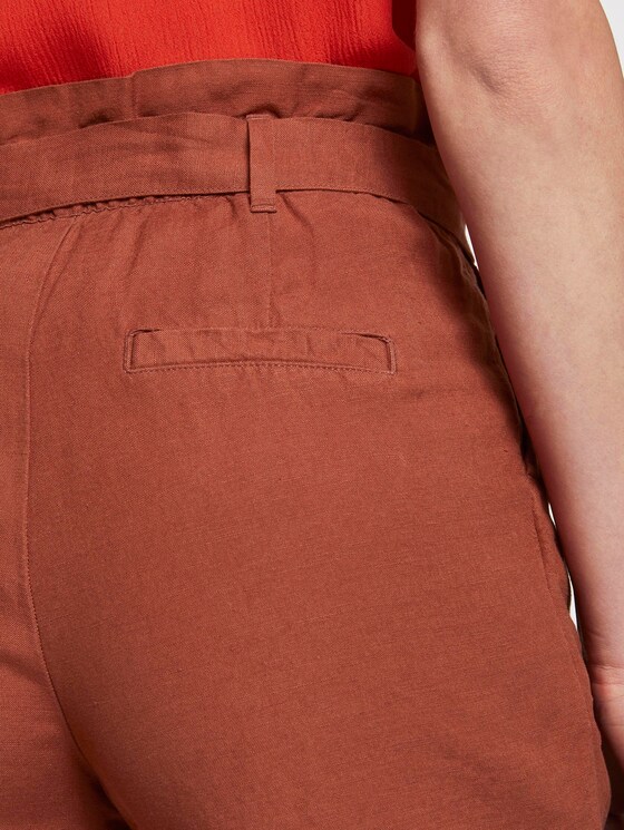 Paperbag-Shorts aus Leinengemisch - Frauen - Goji Orange Paperbag-Shorts aus Leinengemisch - Frauen - Goji Orange - 9 - TOM TAILOR