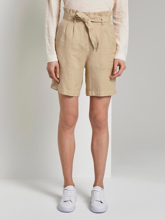 Paperbag-Shorts aus Leinengemisch - Frauen - cream toffee Paperbag-Shorts aus Leinengemisch - Frauen - cream toffee - 1 - TOM TAILOR