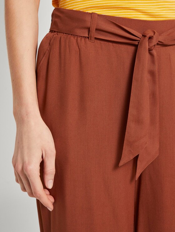 Fließende Culotte mit Bindegürtel - Frauen - saddle brown Fließende Culotte mit Bindegürtel - Frauen - saddle brown - 9 - TOM TAILOR