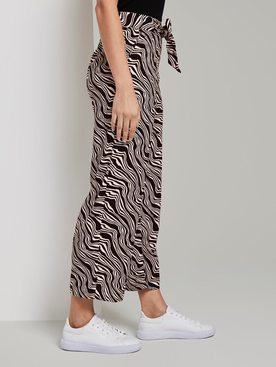 Fließende Culotte mit Bindegürtel - Frauen - black wavy design Fließende Culotte mit Bindegürtel - Frauen - black wavy design - 11 - TOM TAILOR
