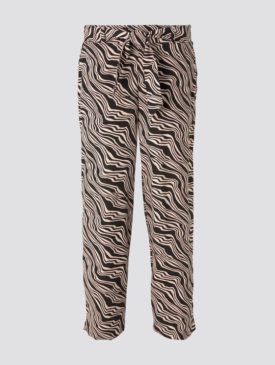 Fließende Culotte mit Bindegürtel - Frauen - black wavy design Fließende Culotte mit Bindegürtel - Frauen - black wavy design - 7 - TOM TAILOR