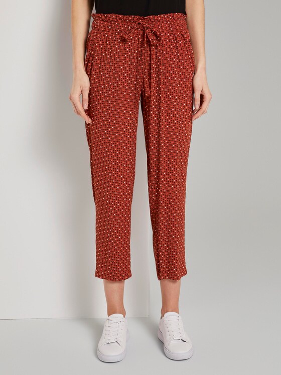 Loose Fit Hose mit elastischem Bund - Frauen - brown geometric design Loose Fit Hose mit elastischem Bund - Frauen - brown geometric design - 1 - TOM TAILOR