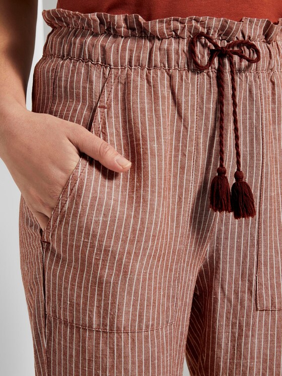 Loose-fit linen-blend trousers - Women - brown white vertical stripe Loose-fit linen-blend trousers - Women - brown white vertical stripe - 10 - TOM TAILOR