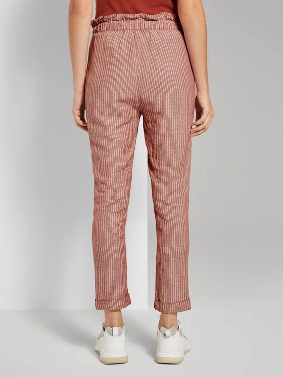 Loose-fit linen-blend trousers - Women - brown white vertical stripe Loose-fit linen-blend trousers - Women - brown white vertical stripe - 2 - TOM TAILOR