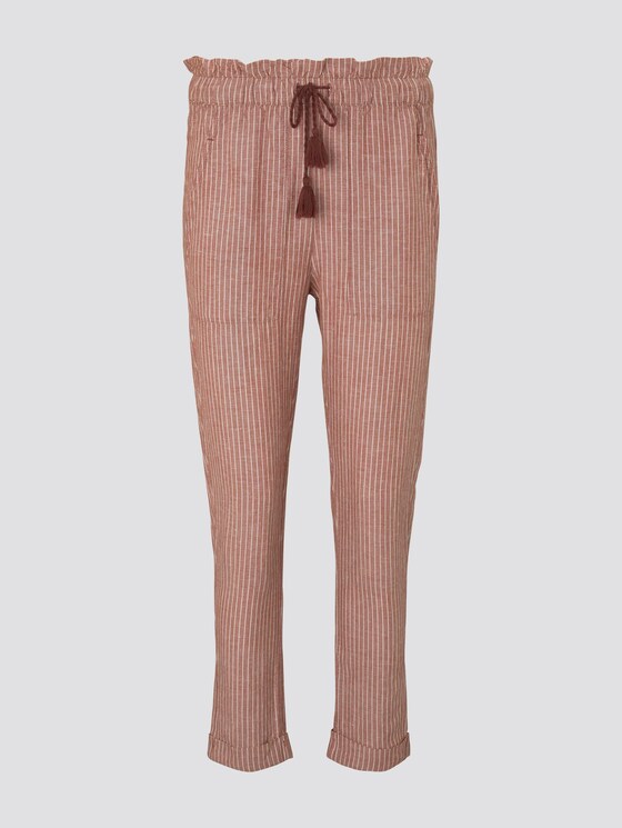 Loose-fit linen-blend trousers - Women - brown white vertical stripe Loose-fit linen-blend trousers - Women - brown white vertical stripe - 7 - TOM TAILOR