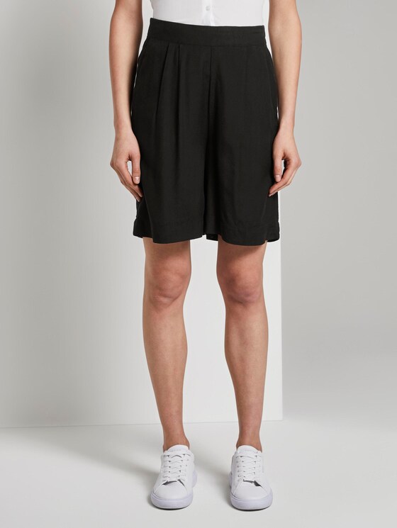 Loose Fit Bermuda Shorts mit elastischem Bund - Frauen - Deep Black Loose Fit Bermuda Shorts mit elastischem Bund - Frauen - Deep Black - 1 - TOM TAILOR