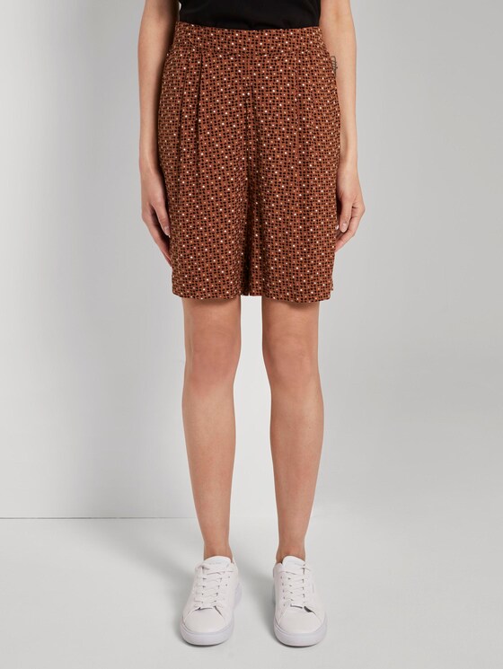 Loose Fit Bermuda Shorts mit elastischem Bund - Frauen - brown geometric design Loose Fit Bermuda Shorts mit elastischem Bund - Frauen - brown geometric design - 1 - TOM TAILOR