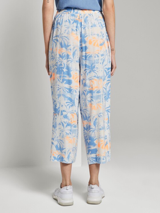 Flowing culotte trousers with a palm print - Women - blue coral palmtree print Flowing culotte trousers with a palm print - Women - blue coral palmtree print - 2 - TOM TAILOR Denim
