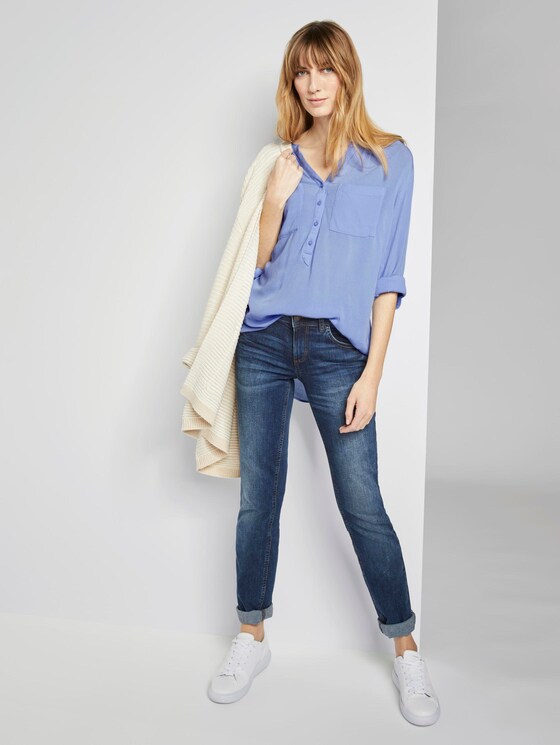 Blouse with ruffles - Women - Parisienne Blue Blouse with ruffles - Women - Parisienne Blue - 3 - TOM TAILOR
