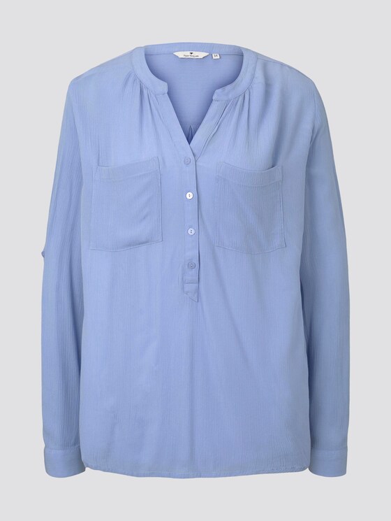 Blouse with ruffles - Women - Parisienne Blue Blouse with ruffles - Women - Parisienne Blue - 7 - TOM TAILOR