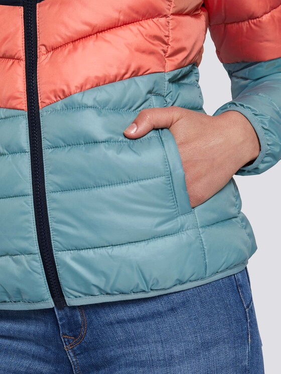 Lightweight quilted jacket with a hood - Women - blue coral colorblock Lightweight quilted jacket with a hood - Women - blue coral colorblock - 10 - TOM TAILOR Denim