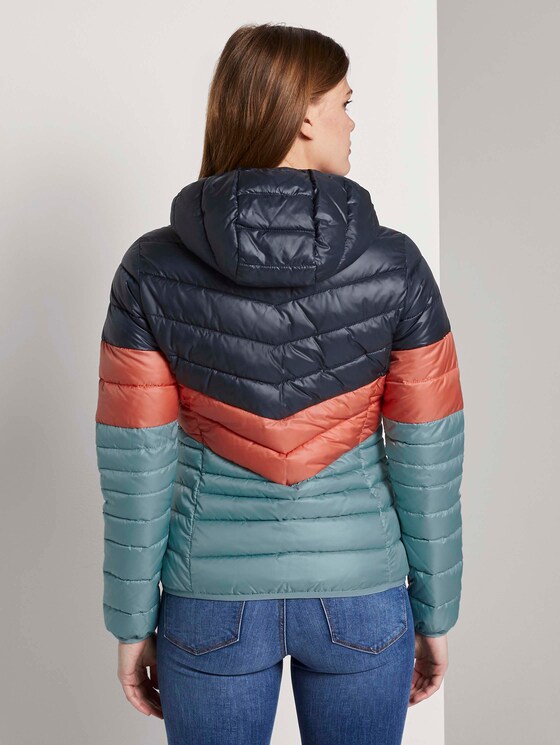 Lightweight quilted jacket with a hood - Women - blue coral colorblock Lightweight quilted jacket with a hood - Women - blue coral colorblock - 2 - TOM TAILOR Denim