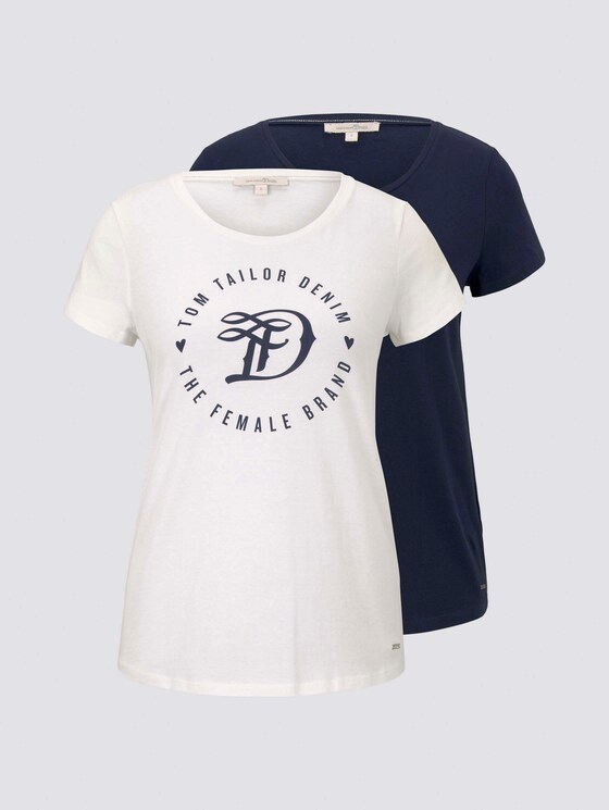 T-shirt in a twin pack - Women - Off White T-shirt in a twin pack - Women - Off White - 7 - TOM TAILOR Denim